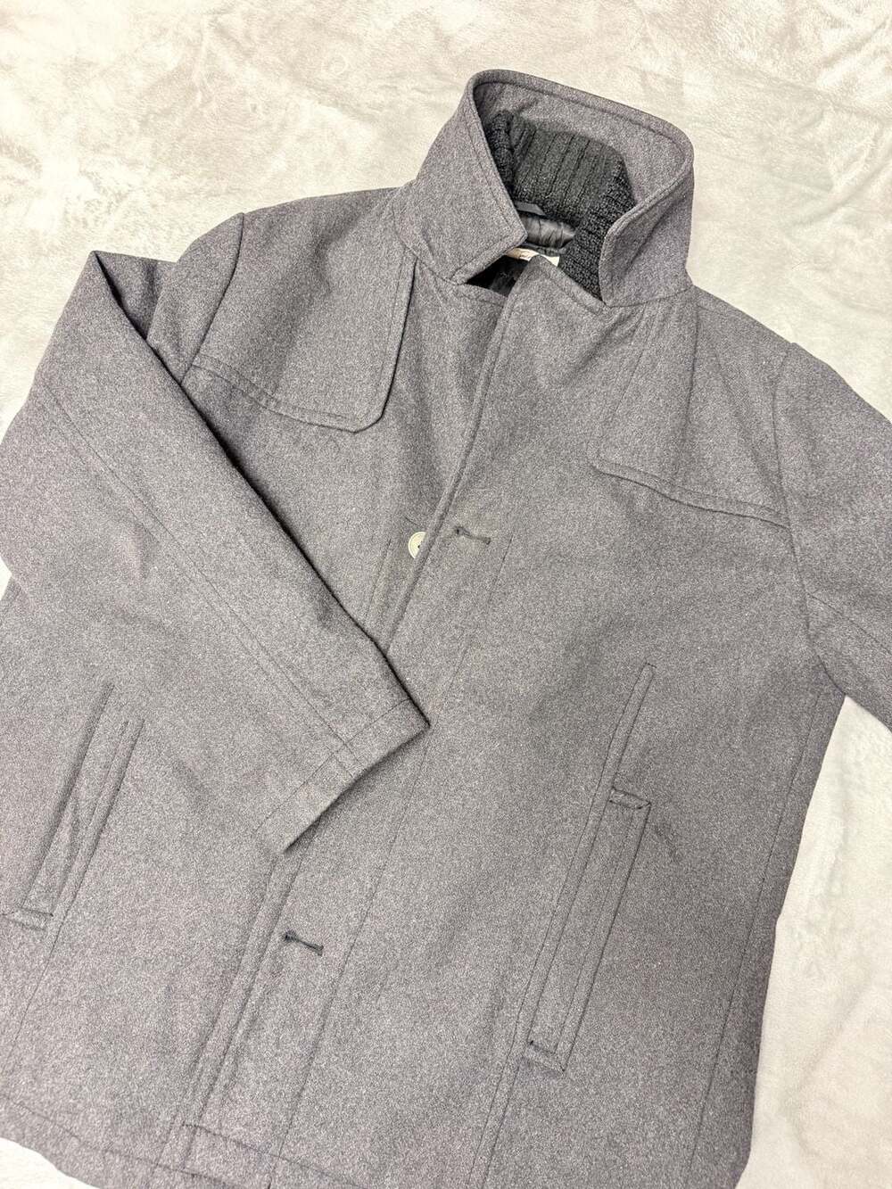 Kenneth Cole New York Wool Jacket Size XL Grey Quilted Lined Coat